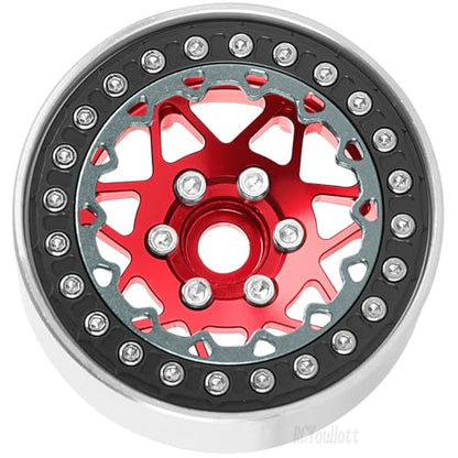 RC Aluminium 1.9 Beadlock Wheel Rims Set for 1/10 SCX10 90046 AXI03007 TRX4 TRX6 VS4-10 Gen7 Gen8 CFX MST D90 RC Crawler,(4PCS) 1.9 RC Beadlock Rims,1.9 rc Wheels,Red - color: Red- (Wheel Rims)