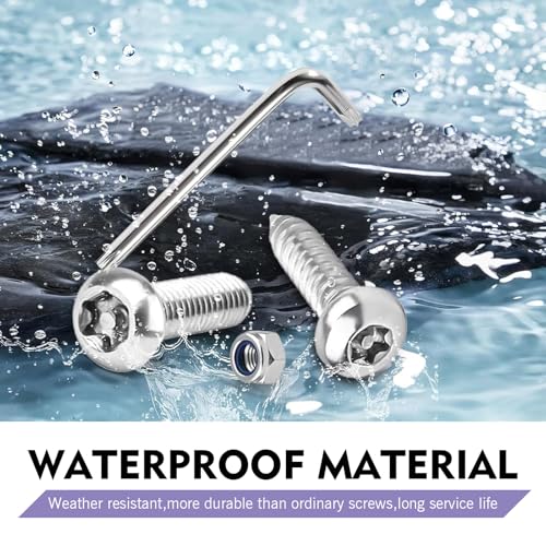 54 PCS Anti Theft License Plate Screws, Stainless Steel Tamper Resistant M6/1/4" Bolts Fastener Kit, Rust Proof Car Tag Frame Holder Mounting Hardware, Universal for Most Cars