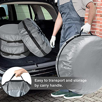 Explore Land Tire Cover with Handle - Seasonal Spare Tire Bag, Heavy Duty Winter Wheel Storage Tote Against Dust and Scratches, 4 Pack (Fits Diameters 29''-31.75'', Charcoal) - size: L (Fits Tire Diameters 29''-31.75''), style: Tire Storage Bag-Charcoal