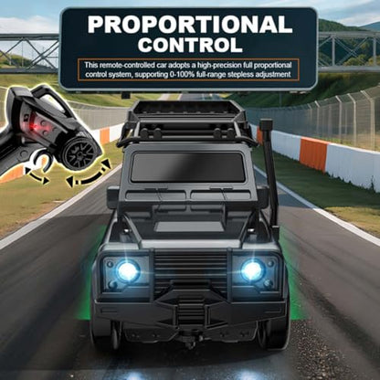 1/64 4WD Mini RC Off-Road Drift Car, 2.4G Crawler Vehicle with LED (Black) | High Speed Brushless Motor, Dual-Speed Mode, 30m Control Distance, Gift for RC Enthusiasts ﻿ - color: Black