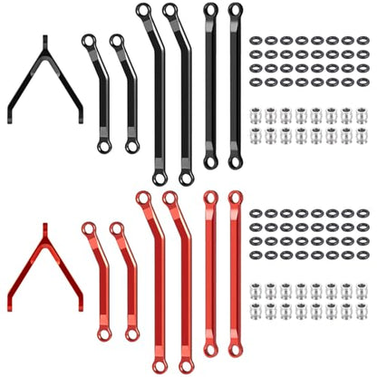 RCHUBAM 7Pcs RC Chassis Links High Clearance Aluminum Links Set Compatible with Axial SCX24 1/24 GX 470 RC Crawler Upgrade Accessory (Black) | Aluminum Chassis Link Kit, RC Crawler Upgrade Parts,2 Color-Black/Red - style: Black