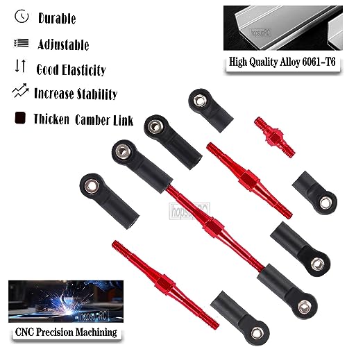 Adjustable Turnbuckles Upgrades Part for 1/10 Slash/Rustler/Stampede/Bandit VXL 4WD, Adjustable Turnbuckles Camber Links Toe Link,7PCS Red - color: Red/7pcs