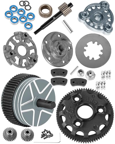 RC Gears Upgrades Part for 1/10 Slash/Stampede/Bandit/Rustler 2WD VXL,Diff Transmission Gear &48P 76T w/25T 27T Pinions &Pressure Plate &Slipper Clutch &Slipper Rebuild Kit Hops Up,Titanium - color: Titanium(1set)