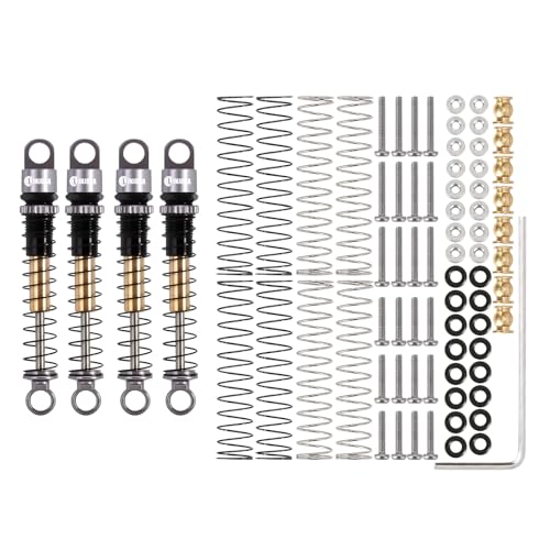 INJORA 43mm Aluminum Threaded Shocks Absorber Damper for 1/24 SCX24(Grey) - color: Grey