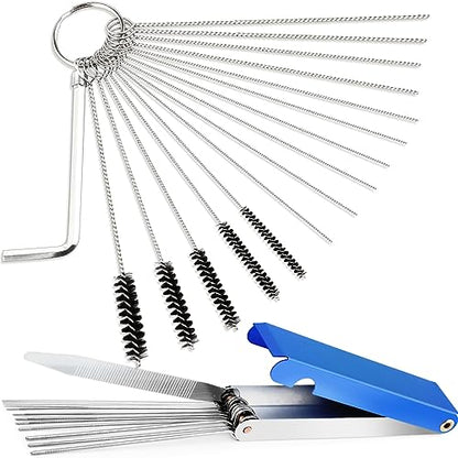Valchoose Carburetor Cleaning Kit, Premium Jet Cleaning Tool Set, 28 Piece | 13 Wires, 10 Needles, 5 Nylon Brushes, Stainless Steel, Remove Deposits From Jets, Nozzles, Small Engines, Power Equipment - style: 1 set