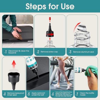 Treadmill Belt Lubricant, 100% Silicone Treadmill Lube High-Temperature Resistant Stable Non-Toxic Odorless Lubricant, with Application Tubes and Precision Screw Caps, 8 Ounces - color: 8.4 Ounce - 500cs