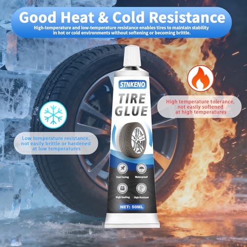 Tire Repair Glue Kit for Car, 3.53 Oz Tire Repair Adhesive | Waterproof & Heat-Resistant - Black Sidewall Rubber Cement for Car, Ideal for Tires Surface Cracks and Detachment