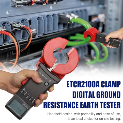 Podoy ETCR2100A+ Ground Resistance Meter Earth Tester Clamp Digital 200Ω | Non-Contact Clamp-On Design Tests Ground Loops Without Disconnecting Ground Wires; Φ32 mm Jaw, 0.001Ω Resolution; No Battery