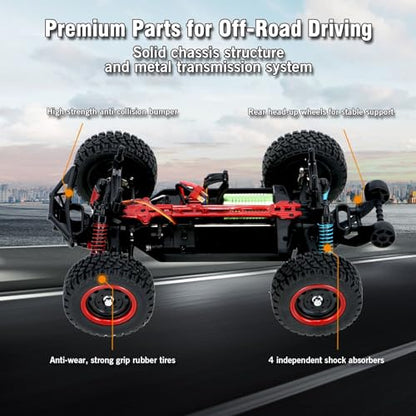 GoolRC 1:14 Scale Brushless RC Trucks, 2.4G 4WD High Speed 70 KMH Fast RC Cars, All Terrain Electric Off-Road Remote Control Truck with 3 Batteries, Hobby RC Car Gifts for Adults - size: 3 battery