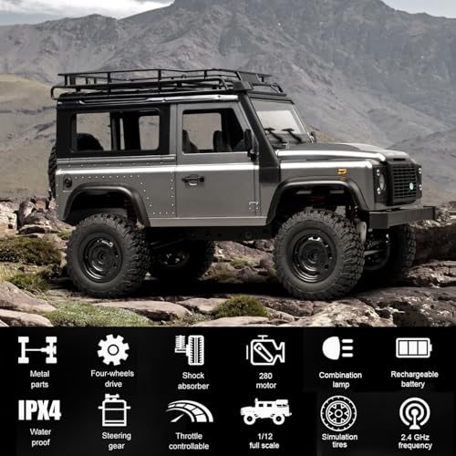 RC Rock Crawler RC Truck 4x4 MN99S Land Rover 1/12 Scale RC Crawler | Remote Control Truck Off Road All Terrain Proportional Throttle Steering RTR New Chassis 280 Motor Adult