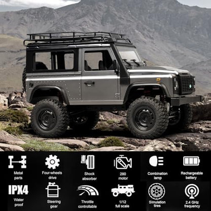 RC Rock Crawler RC Truck 4x4 MN99S Land Rover 1/12 Scale RC Crawler | Remote Control Truck Off Road All Terrain Proportional Throttle Steering RTR New Chassis 280 Motor Adult