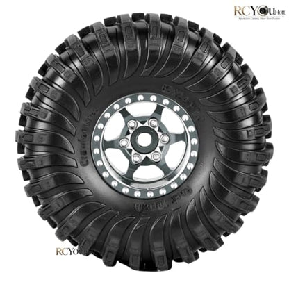 RC 1.0 Beadlock Wheels Tires Set for 1/24 SCX24 FCX24 1/18 Trx4m RC Crawler Car,Aluminum Wheel Rims/Soft Rubber Tires Wheel Tire,(4PCS) 1.0 Beadlock Wheels,Titanium - color: Titanium- (Wheel Tires)