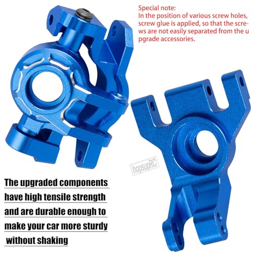 RC Upgrades Part for 1/10 Slash/Stampede/Rustler 4x4 VXL,Aluminum Caster Block,Steering Blocks,Rear Stub Axle Carriers,Steering Bellcranks Hop Ups,Navy Blue