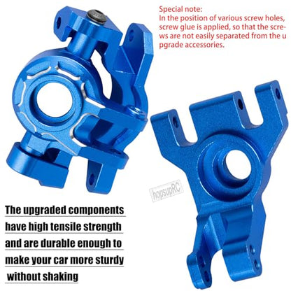 RC Upgrades Part for 1/10 Slash/Stampede/Rustler 4x4 VXL,Aluminum Caster Block,Steering Blocks,Rear Stub Axle Carriers,Steering Bellcranks Hop Ups,Navy Blue