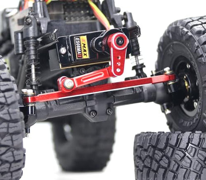 OGRC 12g EMAX Steering Servo Upgrades for Axial SCX24 1/24 RC Car | Max. 2 kg/cm, with 14g Brass Servo Mount and Aluminum Servo Arm Steering Link, Red - color: Red