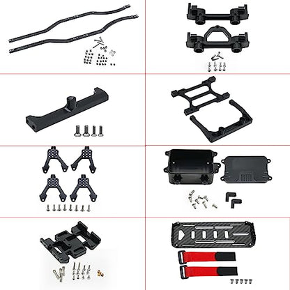 1/10 RC Crawler Carbon Fiber Girder 4MM CNC Metal Car Chassis Frame Body Kit Parts for Axial SCX10 II Rock Off Road Truck (Black) - color: Black