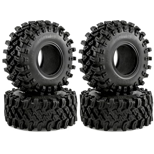 2.2 Inch RC Crawler Tires OD 5.35" 1/10 Soft Rubber Rock Mud Tyres For 1:10 Scale Crawler Car Traxxas TRX4 RC4WD D90 TF2 Axial SCX10 II Tamiya CC01 Gen8 Redcat 2.2" Beadlock Wheels 4Pcs