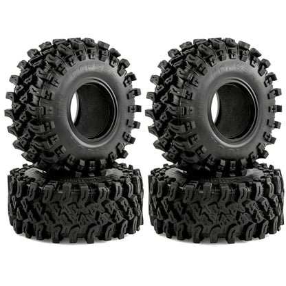 2.2 Inch RC Crawler Tires OD 5.35" 1/10 Soft Rubber Rock Mud Tyres For 1:10 Scale Crawler Car Traxxas TRX4 RC4WD D90 TF2 Axial SCX10 II Tamiya CC01 Gen8 Redcat 2.2" Beadlock Wheels 4Pcs