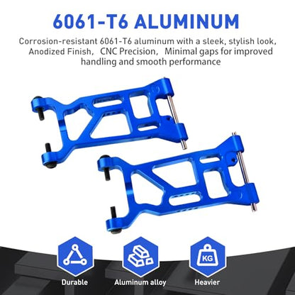 Aluminum Front Arm Set Suspension A-Arms for 1/10 Losi Tenacity All: Tenacity TT Pro 4WD SCT/DB Pro Upgrades, Replaces LOS234016 (Blue)