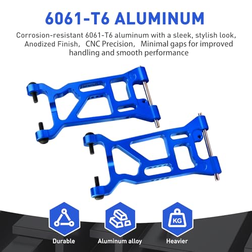 Aluminum Front Arm Set Suspension A-Arms for 1/10 Losi Tenacity All: Tenacity TT Pro 4WD SCT/DB Pro Upgrades, Replaces LOS234016 (Blue)