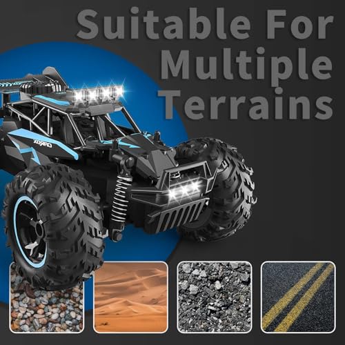Carox Remote Control Car & RC Cars, 2.4GHz 25KM/H High Speed RC Car, 1:18 Off-Road Monster Truck with LED Lights and 1800mAh Rechargeable Battery–Blue | 25KM/H High Speed，Rechargeable design,LED Lights，Ideal Gift for kids 6+,Blue - color: Blue
