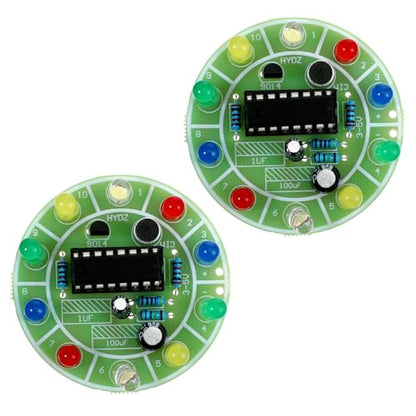 2 Sets Solder Practice Kit CD4017 Electronic Lucky Wheel DIY Soldering Kits LED Light Circuit Board Fun Probability Game to Learn and Training