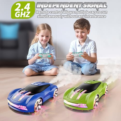 Dwi Dowellin Gesture Sensing RC Stunt Car,Drift Remote Control with Light Spray & Music - Boys Toys Age 6-8-12, Cool Birthday Gifts for Kids Age 7 8 9 10 11 12 Years Old(Blue) - color: Blue