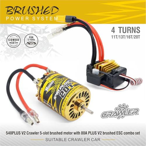 2S Rocket 540 Plus V2 11T 5 Slots Brushed Motor + 80A Brushed ESC Combo Set for TRAXXAS TRX4 SCX10 1/10 Crawler RC Climbing Car - size: 11T+80A