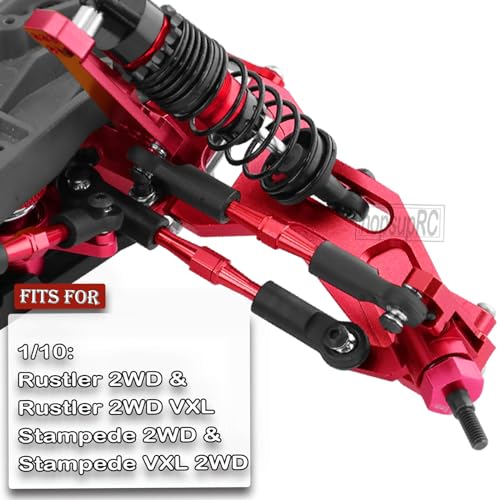 Upgrades Part for 1/10 Stampede/Rustler 2WD,Drive Shaft CVD&RC Shocks&Adjustable Turnbuckles Camber Links&A Arm&Caster Block&Steering Blocks&Rear Stub Axle Carriers,Wheel Hex&Hex Hub,Red - color: Red/for 2wd