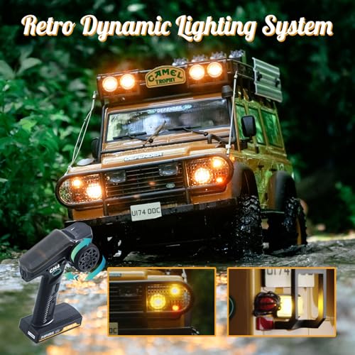 BEEZRC FMS 1/10 FCX10 RC Crawler Officially Authorized Land Rover Series, Camel Trophy Edition RC Model 4WD RC Rock Truck, 2.4Ghz Hobby Grade, RC Off Road Vehicle for Adults RS(Defender 110) - style: Defender