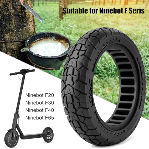 Cooryda 10X2.125 Off Road Tire for Electric Scooter Ninebot F20/F30/F40/F65, 10 inch Solid Rubber Tires for Front And Rear Solid Electric Scooter Tire Tubeless(Black 1pc)