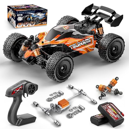 RC Cars 1:18 High-Speed RC Off-Road Truck for Adults & Boys,36KM/H RC Car with Metal Drivetrain, Dual Rechargeable Batteries, Splash-Proof Electronics, Portable Remote Control Car for Outdoor Fun Gift