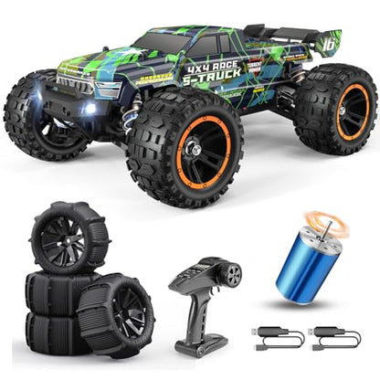 HAIBOXING 16890SA 1/16 Scale 4WD Brushless RC Truck Max 40 MPH Fast RC Cars | All Terrains, RC Car with Independent ESC, 4X4 Off-Road Semi-Truck for Boys and Adults; 3S Battery Applicable (not Included). - color: 16890sa Green