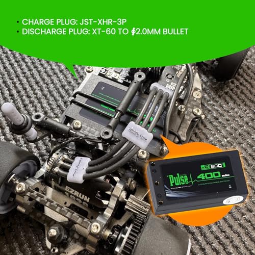 Helidirect Pulse 400mah 2S 7.6V 60C LiHV Hardcase Battery with XT-60 Plug Used for Mini Z, XBility 1, Drift, Micro B, Micro, Hobbyplus 1/24 Racing & Drift - Remote Control Car, RC Car Battery