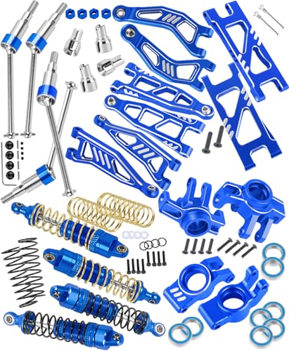 RC Upgrades Part for 1/18 Granite GROM MEGA 380,Front Rear Shock Absorber,Driveshafts CVD,Suspension Arms,Front Steering Block Knuckles & C-Hubs Caster Blocks & Rear Hubs,Navy Blue - color: Navy Blue(1set)