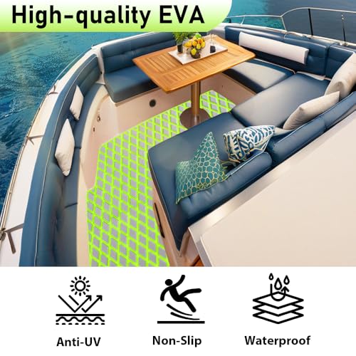 98.4"X43.31" Boat Flooring Self-Adhesive EVA Foam Boat Decking Marine Yacht RV Pool Non-Skid - color: Light gray and olive green