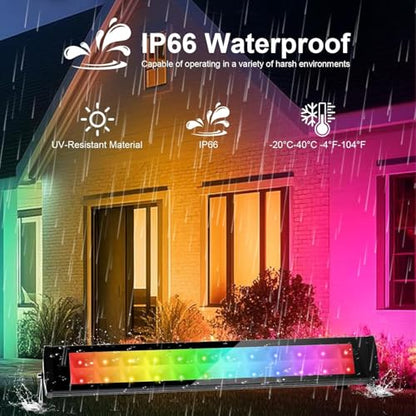 50W 2.4G Remote Control RGB Wall Washer Light, 3000K Warm Light, RGB Light bar with Remote Control & APP Control, for Birthday Party, Garden Lighting, Wall Display, Hotel, Building - size: 50W RGB&3000K*1