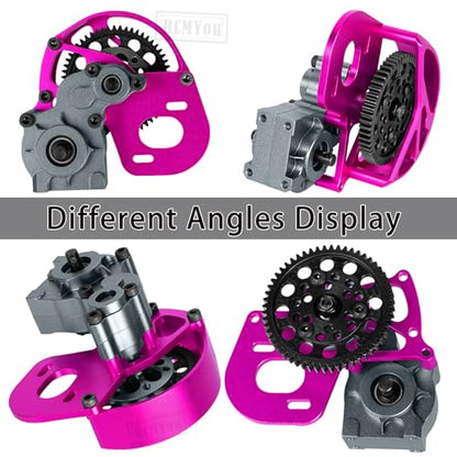 Transmission Gearbox Upgrades Part for 1/10 SCX10, SCX10 II 90046,90047,AX10 RC Crawler Truck,Aluminum Center Transmission Gearbox Hops up,Pink&Titanium - color: Pink&titanium for Upgrades
