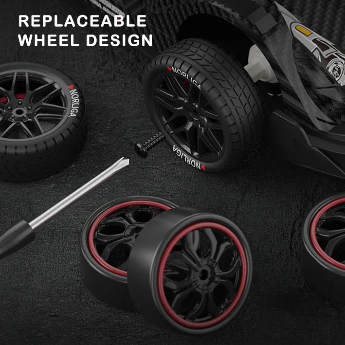 RC Drift Car, 1:14 4WD 40KM/H High Speed RC Racing Car with LED Lights, 2 Batteries, Drifting and Racing Tires for Adults (Red) - color: Red