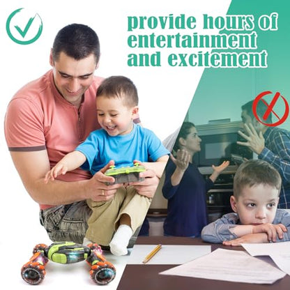 FUNiOi Gesture Sensing RC Stunt Car - Remote & Hand-Controlled Drift Toy for Kids Ages 5-7 6-8 9 10 11 12 Year Old, 4WD, Double-Sided Driving with Lights & Music - style: 4WD