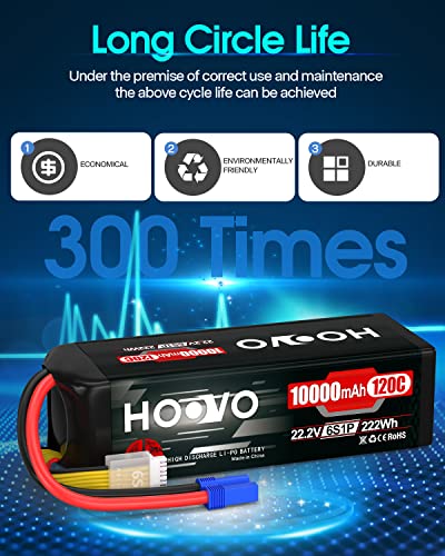 HOOVO 6S Lipo Battery 22.2V 10000mAh 120C RC Battery EC5 Plug 2 Pack | Soft Case,Compatible for RC Cars, Drones, DJI, FPV, RC Plane, Racing Hobby - style: 6S 10000mAh Lipo Battery EC5