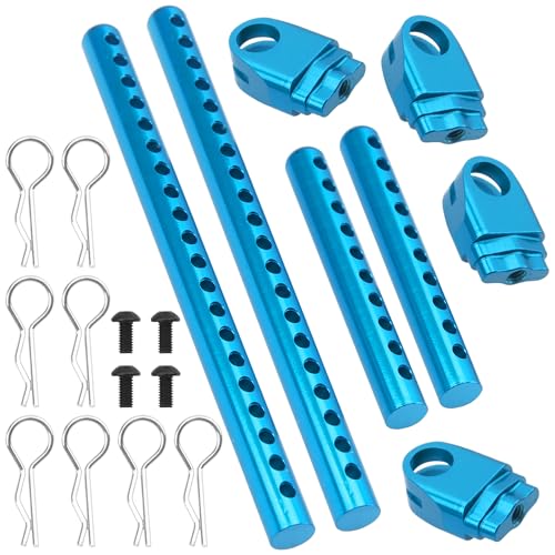 ShareGoo Metal RC Body Post Mounts Front Rear Body Holder Kit Compatible with Tamiya TT02 TT-02 1/10 RC Upgrade Parts (Blue) - color: Blue