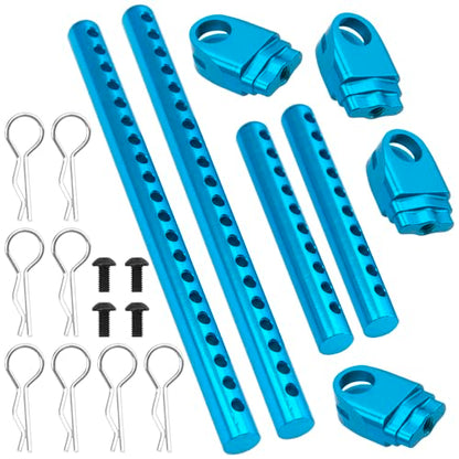 ShareGoo Metal RC Body Post Mounts Front Rear Body Holder Kit Compatible with Tamiya TT02 TT-02 1/10 RC Upgrade Parts (Blue) - color: Blue