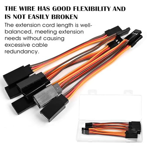 5-Pack Servo Y-Harness, 1F-2M 22AWG | 22AWG silicone wire; JR/Futaba style; for RC cars, boats, drones, airplane models