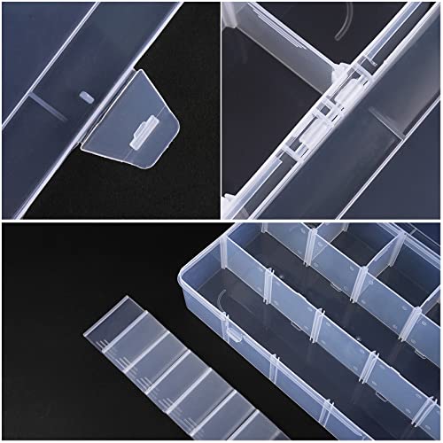 BTremary 15 Grids Clear Plastic Storage Box with Compartment, Craft Organizers and Storage, Transparent Jewelry Storage Box, Small Parts Organizer for Sewing Bead Washi Tape Thread - size: 15 Grids