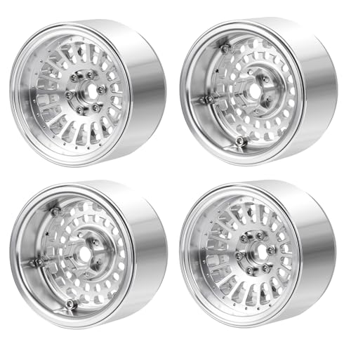 2.2" Beadlock Wheels RC Aluminum Rims for AXIAL Wraith RR10 TRX4 SCX10 Redcat Gen8 1/10th RC Crawler Truck Car (Silver) - color: Silver