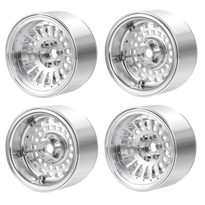 2.2" Beadlock Wheels RC Aluminum Rims for AXIAL Wraith RR10 TRX4 SCX10 Redcat Gen8 1/10th RC Crawler Truck Car (Silver) - color: Silver
