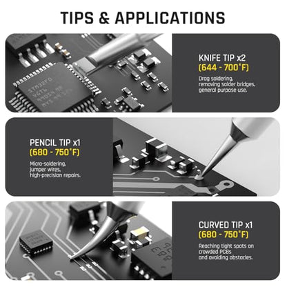 POPULO X4 FlashBolt Soldering Iron Kit, Cordless Precision Soldering Gun, 12s Fast Heating(390°F-840℉), 75min Working Time, 4 Precision Soldering Tips(C210), Soldering Iron for DIY Repair