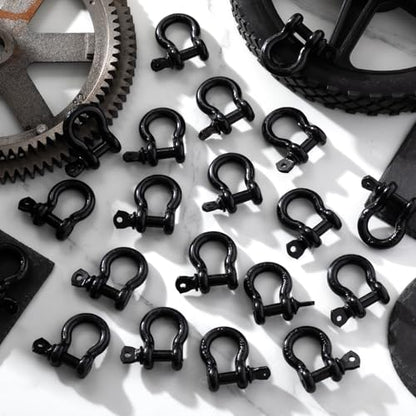 30 Pack 3/8" D Ring Shackle Heavy Duty with Screw Pin Galvanized Coating for Rigging Tow Strap Winch Off Road Truck Vehicle Recovery - size: 3/8"