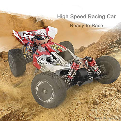 GoolRC WLtoys 144001 RC Car, 4WD 2.4GHz 60km/h High Speed Remote Control Car Off-Road RC Trucks, 1:14 Scale RC Buggy with RTR Aluminum Alloy Chassis 550 Motor Gifts for Adults - color: Green